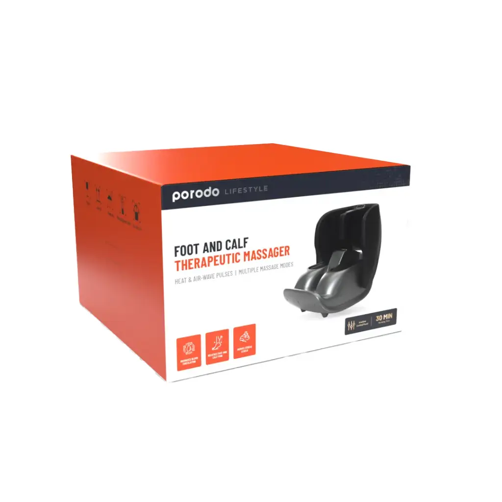 PORODO LIFESTYLE FOOT AND CALF MASSAGE HEAT AIR WAVE PULSES GRAY PD-LFFMG-GY - Image 3