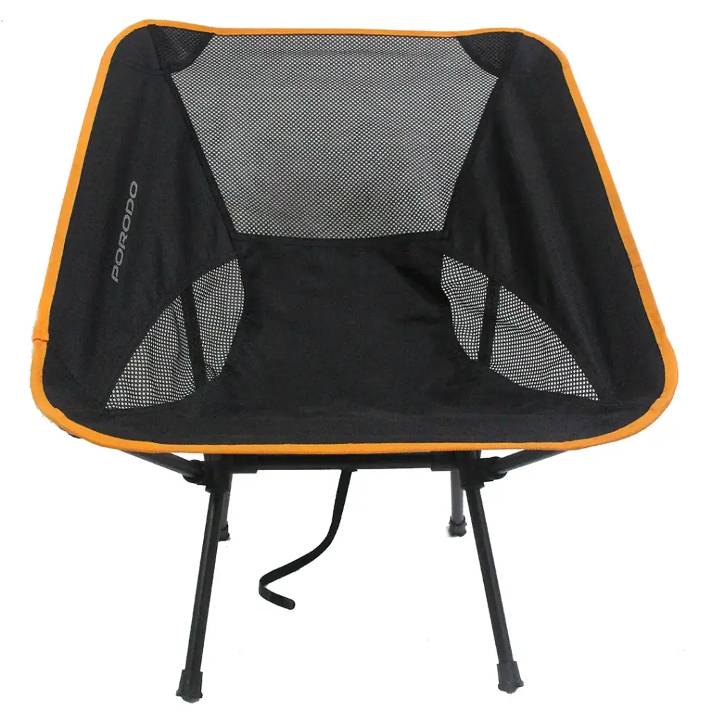 PORODO LIFESTYLE MESH FABRIC COMFORT CAMPING CHAIR WITH HANDY STORAGE POUCH BLACK PDLFSTMG01PBK - Image 3