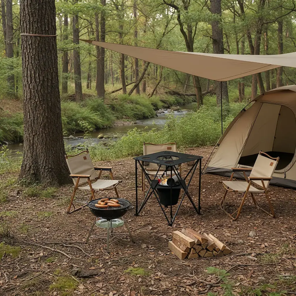 PORODO LIFESTYLE OUTDOOR COMPANION FOLDABLE CAMPING TABLE BLACK PDRS2355BK - Image 6