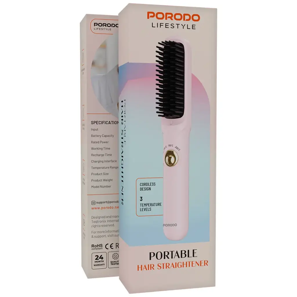 PORODO LIFESTYLE PORTABLE HAIR STRAIGHTENER PINK PDBL118PK - Image 3