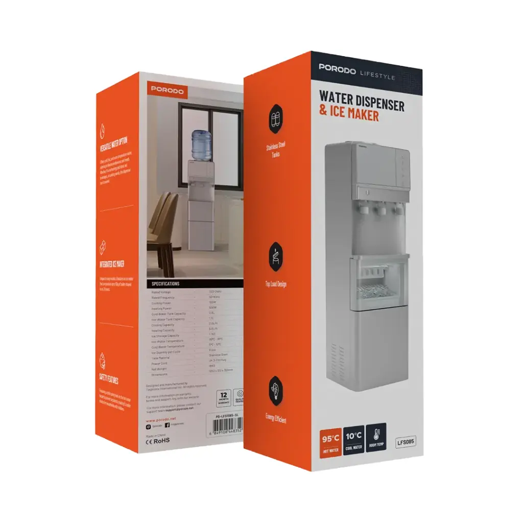 PORODO LIFESTYLE WATER DISPENSER & ICE MAKER SILVER PDLFST085SL - Image 3