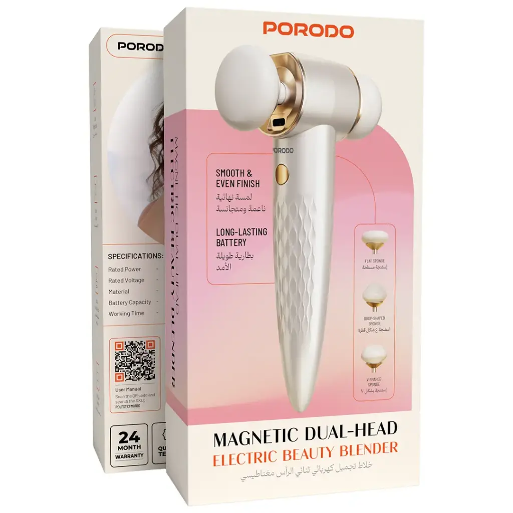 PORODO MAGNETIC DUAL HEAD ELECTRIC BEAUTY BLENDER BEIGE PDLFSTXYM01BG - Image 3