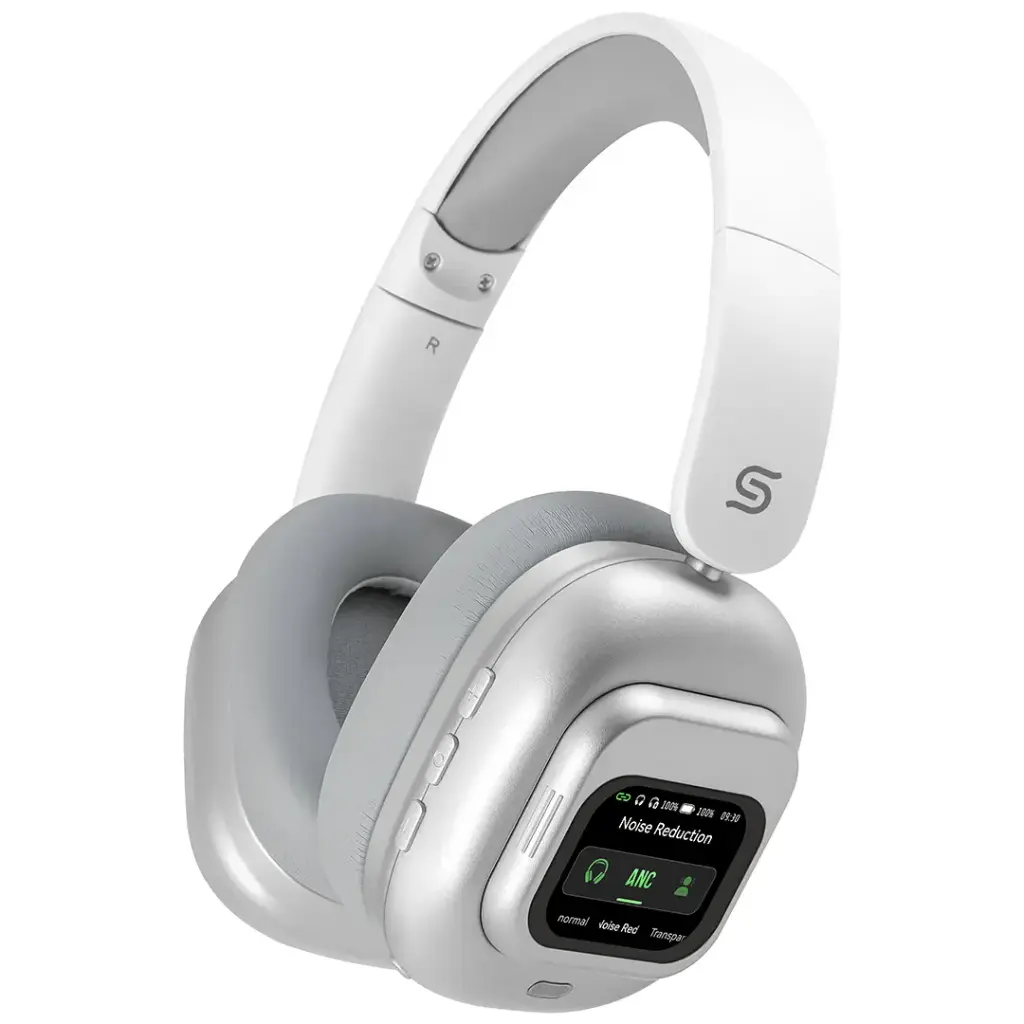PORODO SOUNDTEC TOUCH WAVE ANC HEADPHONE WITH DETACHABLE TOUCH SCREEN WHITE PDJYBN618WH - Image 3