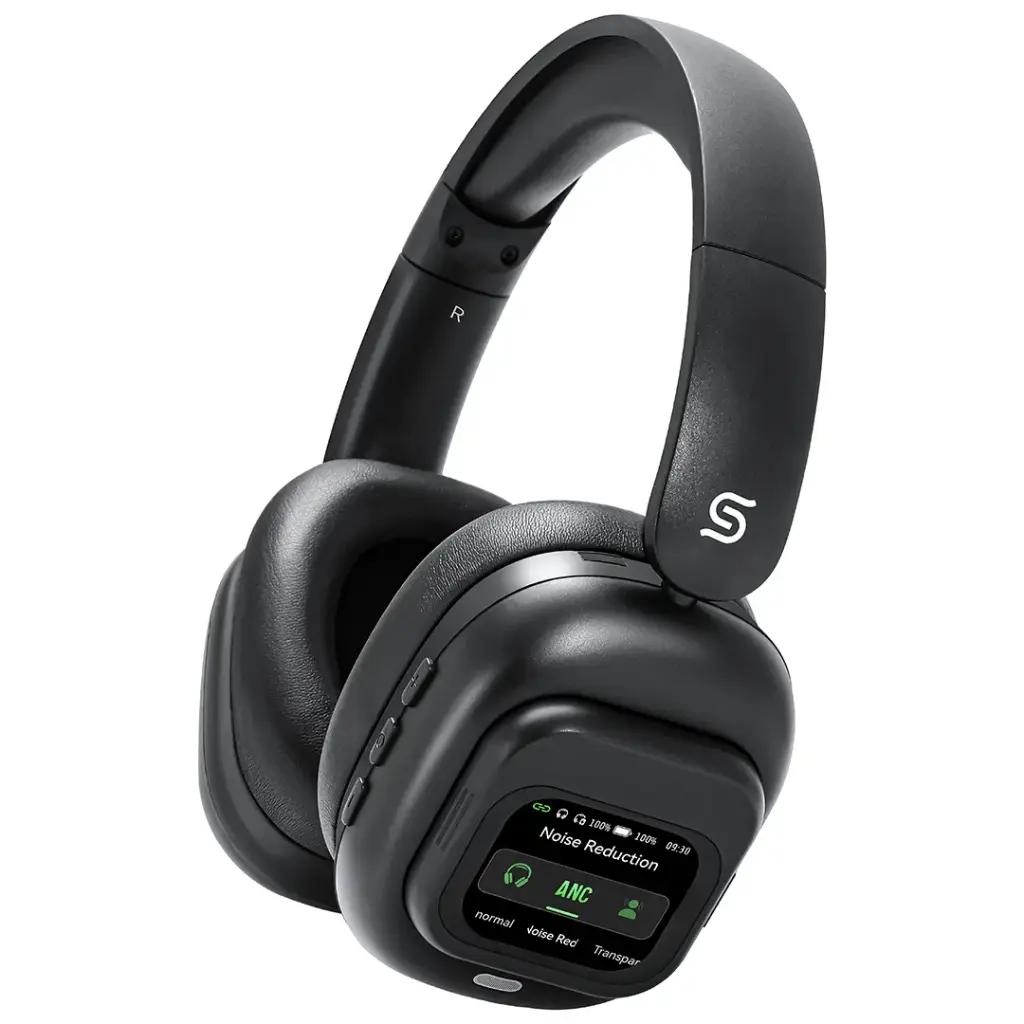PORODO SOUNDTEC TOUCH WAVE ANC HEADPHONE WITH DETACHABLE TOUCH SCREEN BLACK PDJYBN618BK - Image 3