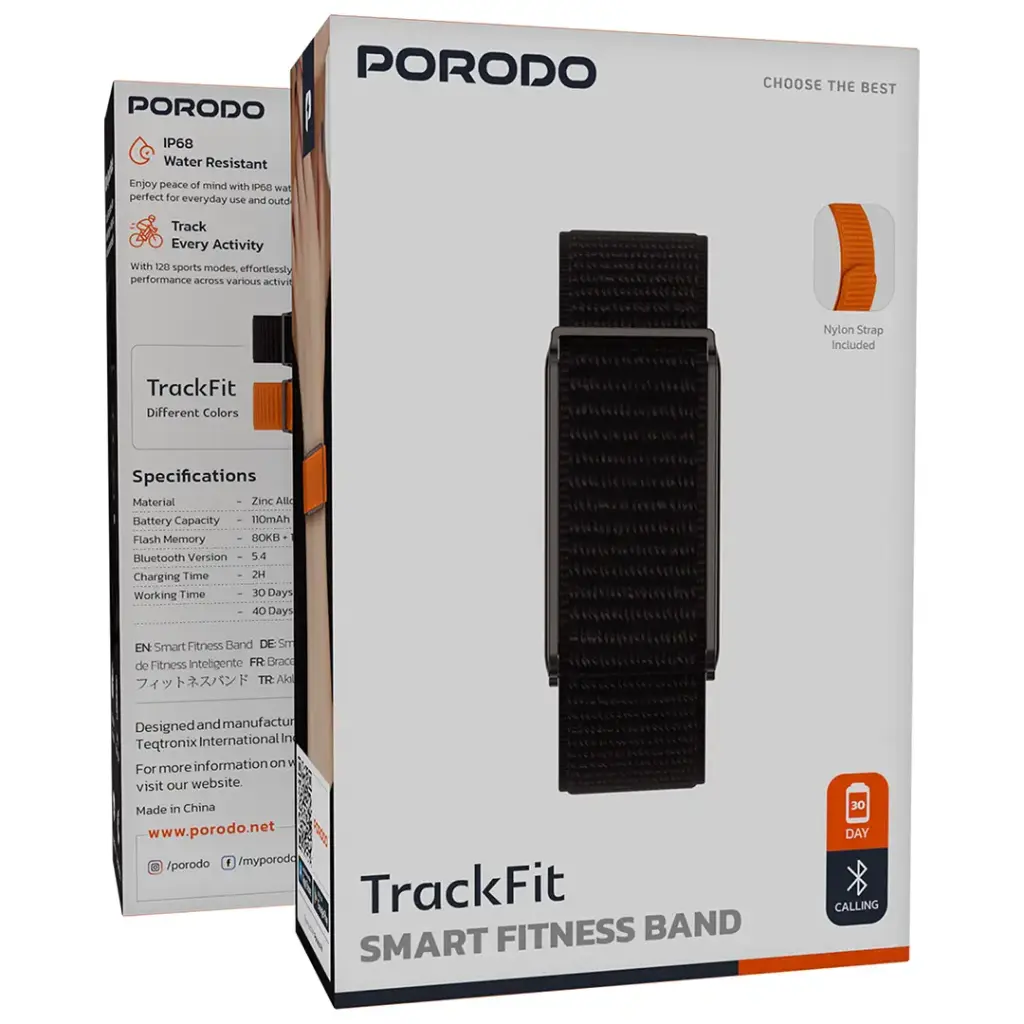 PORODO TRACKFIT SMART FITNESS BAND BLACK PDSB10625BK - Image 3