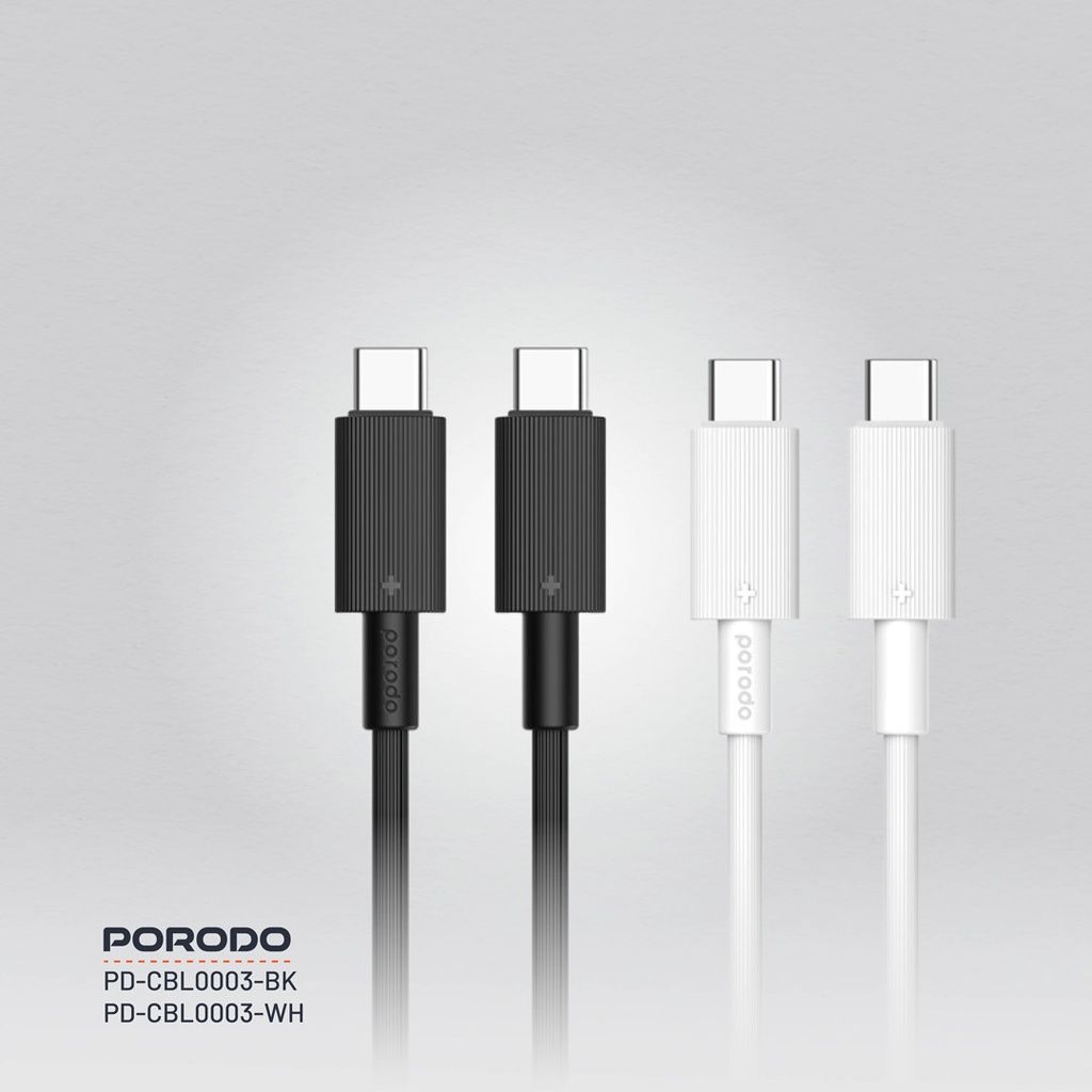 PORODO USB-C TO USB-C DURABLE CHARGING CABLE PD60W BLACK PDCBL0003BK - Image 10