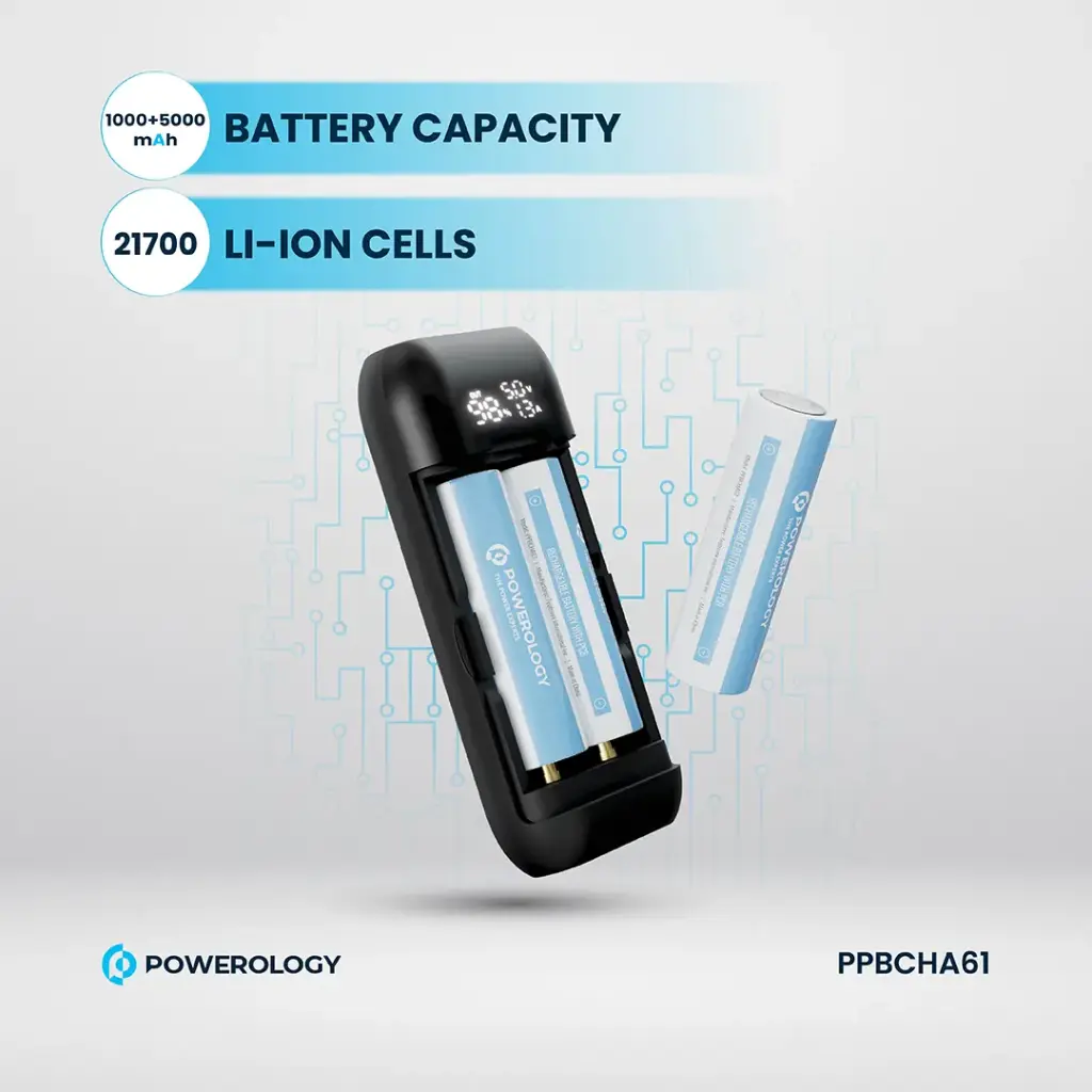 POWEROLOGY DIY CELL 10000+5000MAH POWERBANK BLACK PPBCHA61 - Image 5