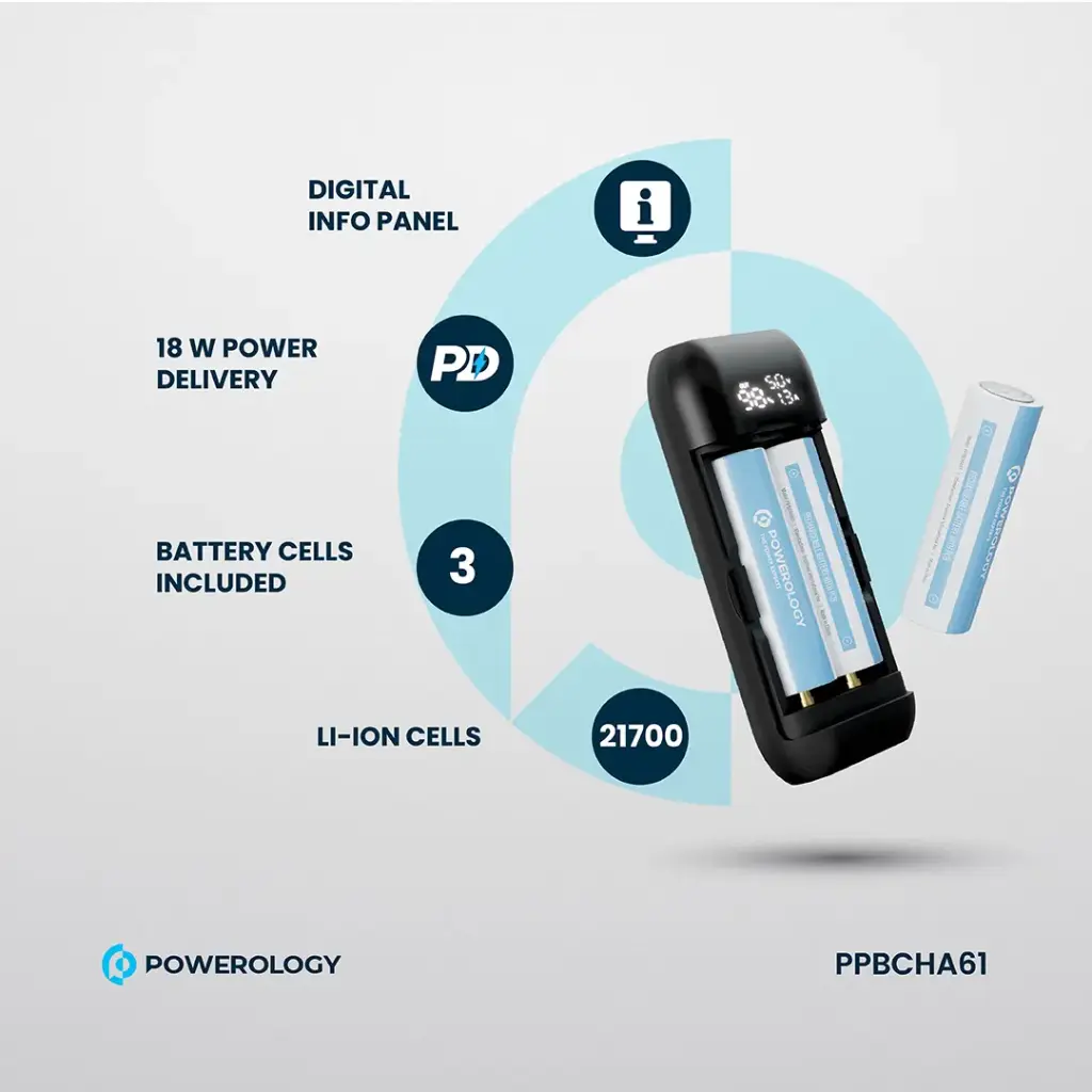 POWEROLOGY DIY CELL 10000+5000MAH POWERBANK BLACK PPBCHA61 - Image 2