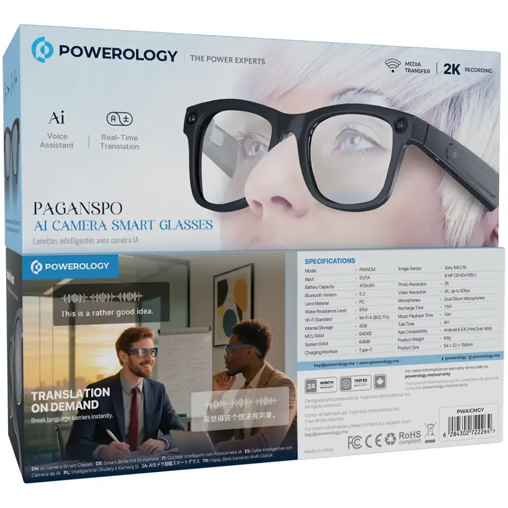 POWEROLOGY PANGANSPO AL CAMERA SMART GLASSES GREY PWAICMGY - Image 3