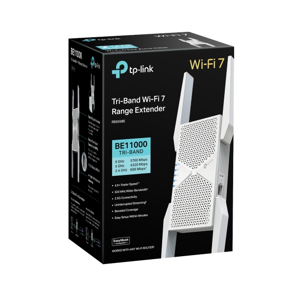 TP-LINK BE11000 TRI BAND WIFI 7 RANGE EXTENDER RE655BE - Image 8