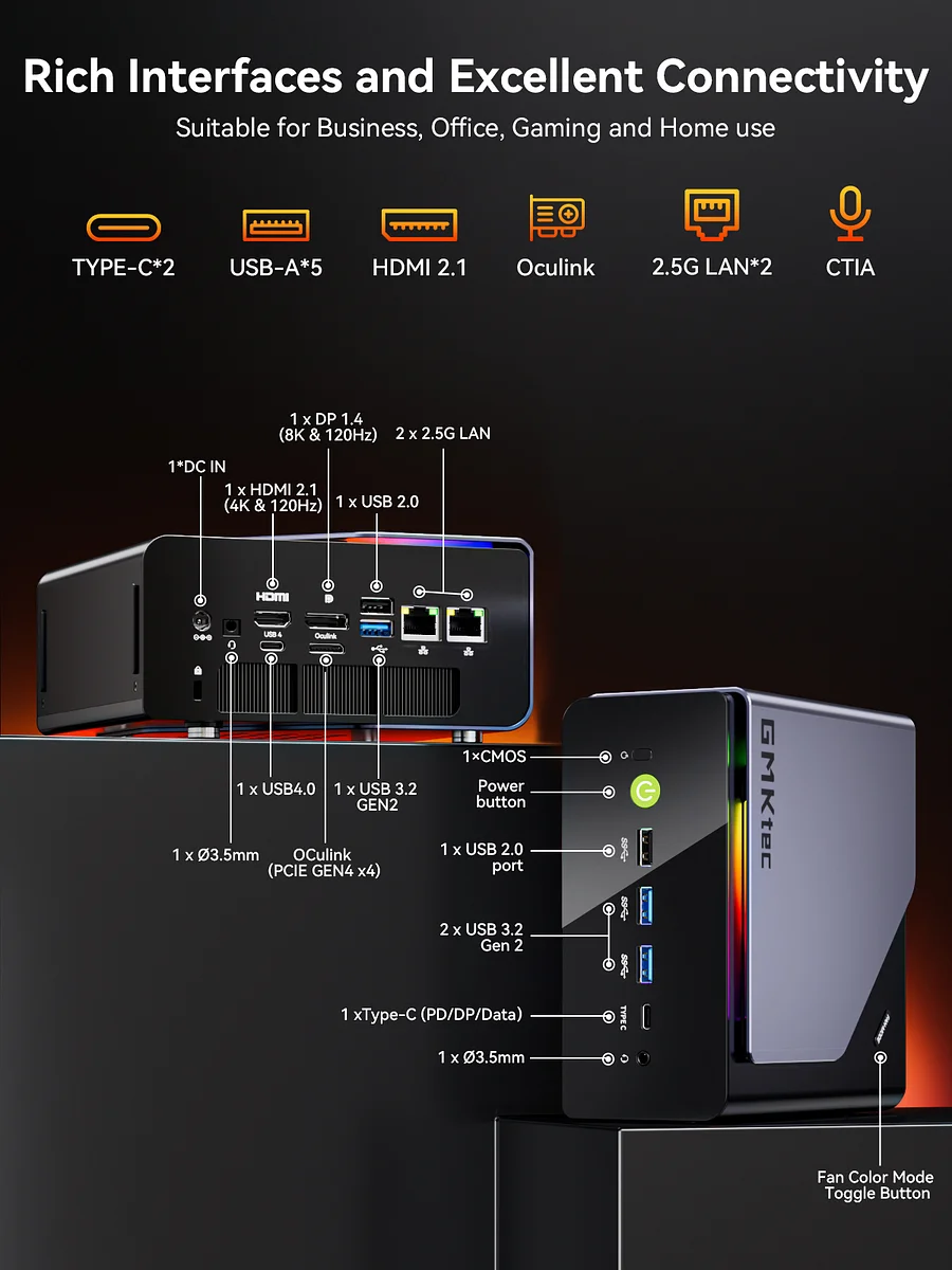 GMKTEC MINI PC AMD RYZEN 7 H 255 32GB RAM 1TB SSD WIN 11 PRO NUCBOX-K12 - Image 8