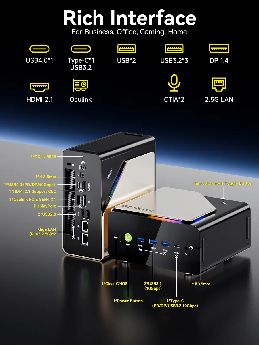 GMKTEC MINI PC INTEL ULTRA 9 285H 64GB RAM 1TB SSD WIN 11 PRO NUCBOX-EVO-T1 - Image 8