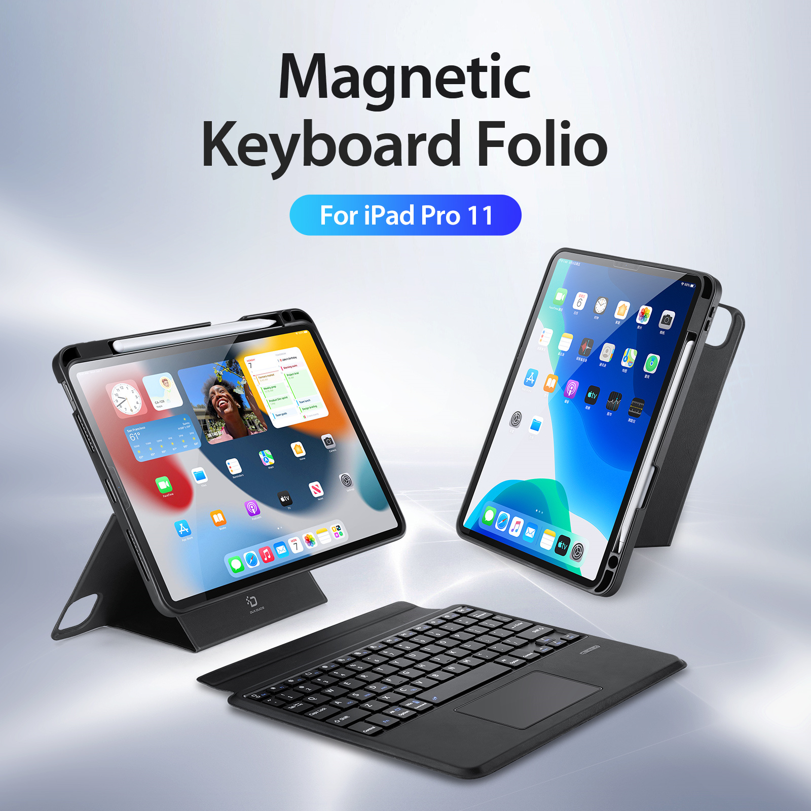 DUXDUCIS IPAD AIR 6 IPAD AIR 4/5/PRO 11 MAGNETIC FOLIO KEYBOARD BLACK ALBYBG-002 - Image 3