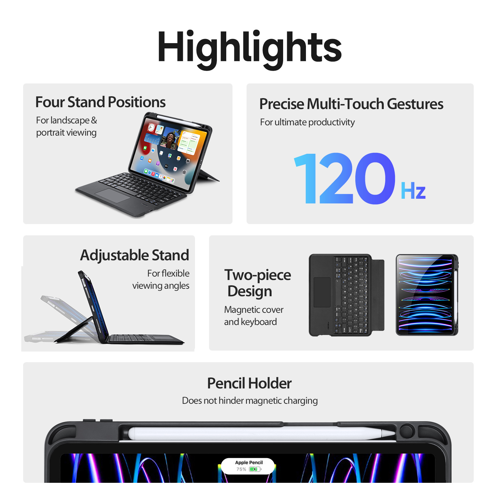 DUXDUCIS IPAD AIR 6 IPAD AIR 4/5/PRO 11 MAGNETIC FOLIO KEYBOARD BLACK ALBYBG-002 - Image 4