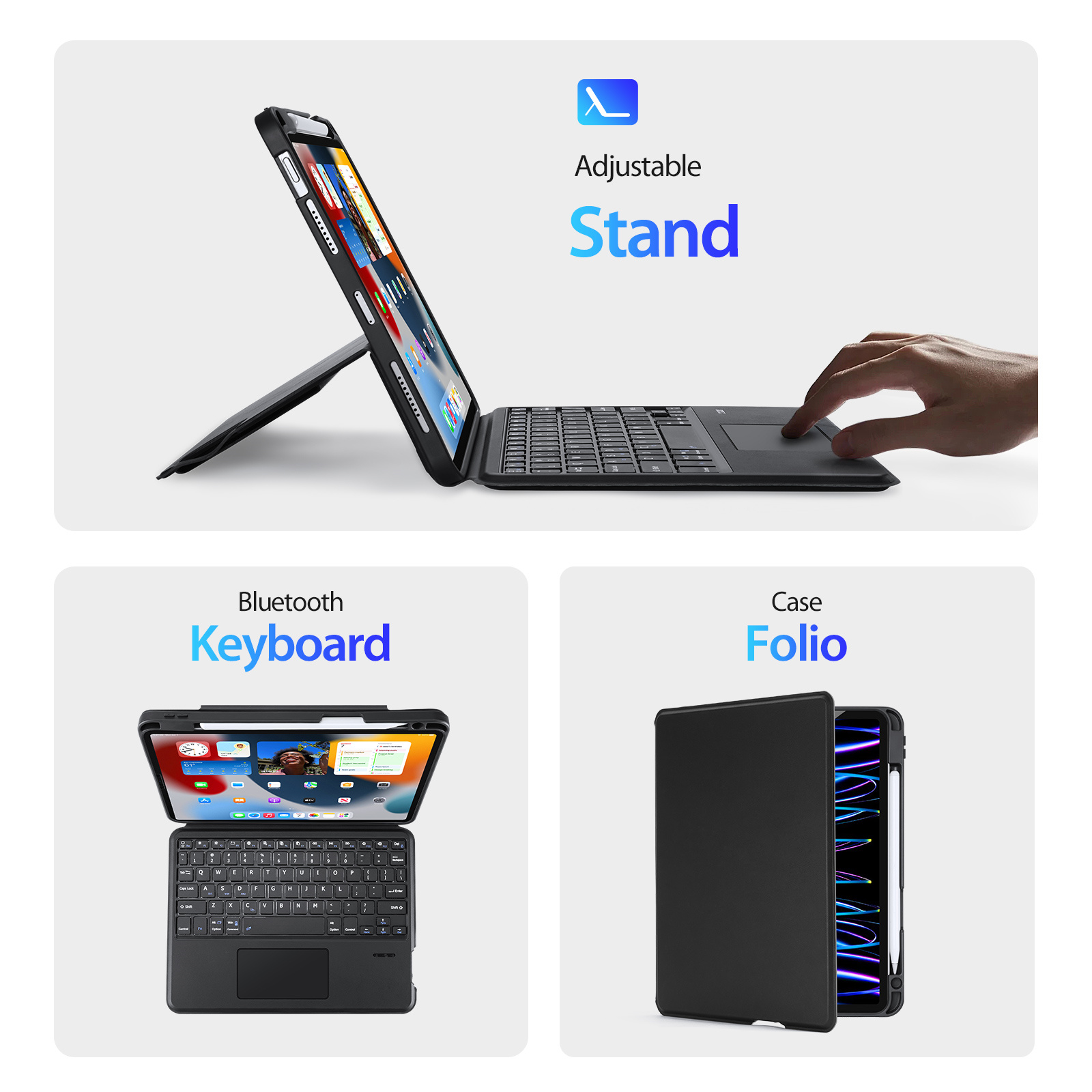DUXDUCIS IPAD AIR 6 IPAD AIR 4/5/PRO 11 MAGNETIC FOLIO KEYBOARD BLACK ALBYBG-002 - Image 5