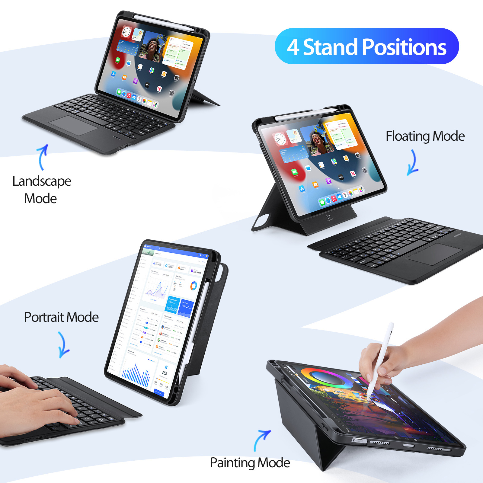 DUXDUCIS IPAD AIR 6 IPAD AIR 4/5/PRO 11 MAGNETIC FOLIO KEYBOARD BLACK ALBYBG-002 - Image 7