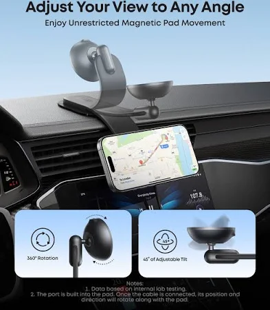 ANKER NANO WIRELESS CAR CHARGER MAGNETIC DETACHABLE PAD WITH ADAPTER & USB-C CABLE BLACK B2216H11 - Image 8