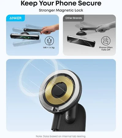 ANKER NANO WIRELESS CAR CHARGER MAGNETIC DETACHABLE PAD WITH ADAPTER & USB-C CABLE BLACK B2216H11 - Image 6
