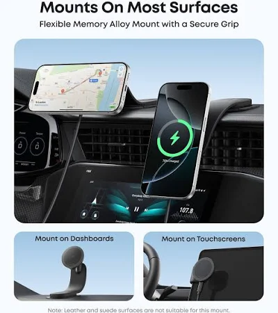 ANKER NANO WIRELESS CAR CHARGER MAGNETIC DETACHABLE PAD WITH ADAPTER & USB-C CABLE BLACK B2216H11 - Image 4