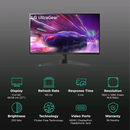 LG 27 INCH ULTRAGEAR G4 FHD IPS DISPLAY 144HZ 1MS NVIDIA G SYNC GAMING MONITOR 27G411A-B - Image 3