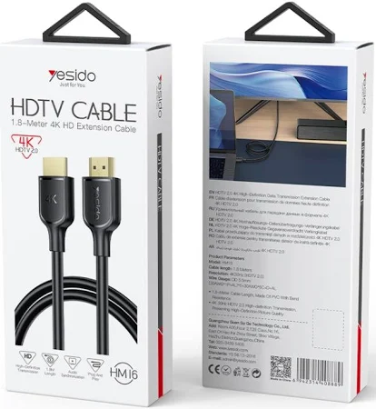YESIDO 4K 30HZ HDMI TO HDMI CABLE 1.8M BLACK HM16 - Image 11