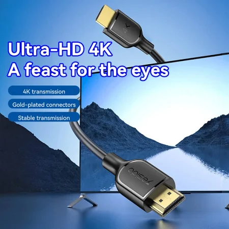 YESIDO 4K 30HZ HDMI TO HDMI CABLE 1.8M BLACK HM16 - Image 2