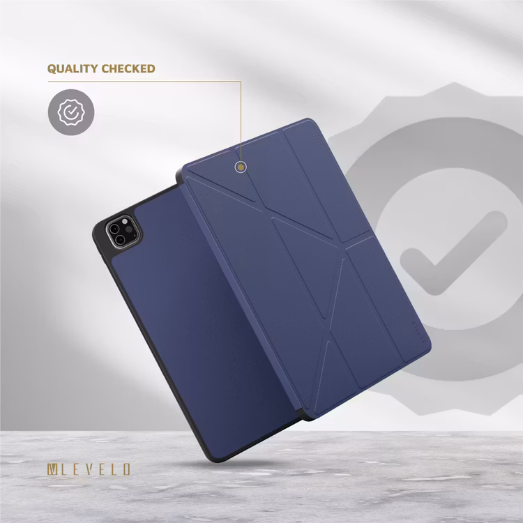 LEVELO ELEGANTE IPAD PRO 12.9 HYBRID LEATHER MAGNETIC CASE BLUE LVLELGP12BU - Image 3