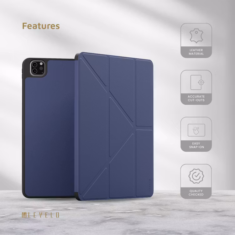 LEVELO ELEGANTE IPAD PRO 12.9 HYBRID LEATHER MAGNETIC CASE BLUE LVLELGP12BU - Image 5