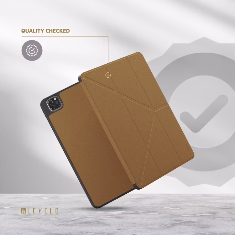 LEVELO IPAD PRO 12.9 INCH ELEGANT HYBRID LEATHER MAGNETIC CASE BROWN LVLELGP12BR - Image 4