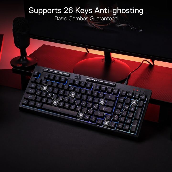 REDRAGON SHIVA 98 KEYS RGB WIRED GAMING KEYBOARD BLACK K515-RGB - Image 6