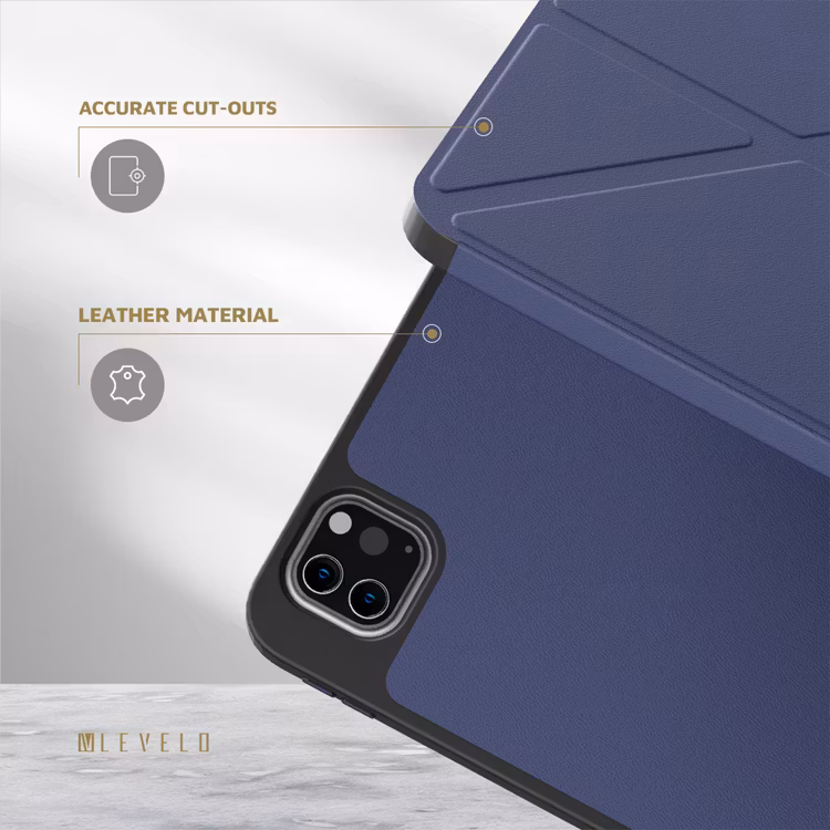 LEVELO ELEGANTE IPAD PRO 12.9 HYBRID LEATHER MAGNETIC CASE BLUE LVLELGP12BU - Image 4