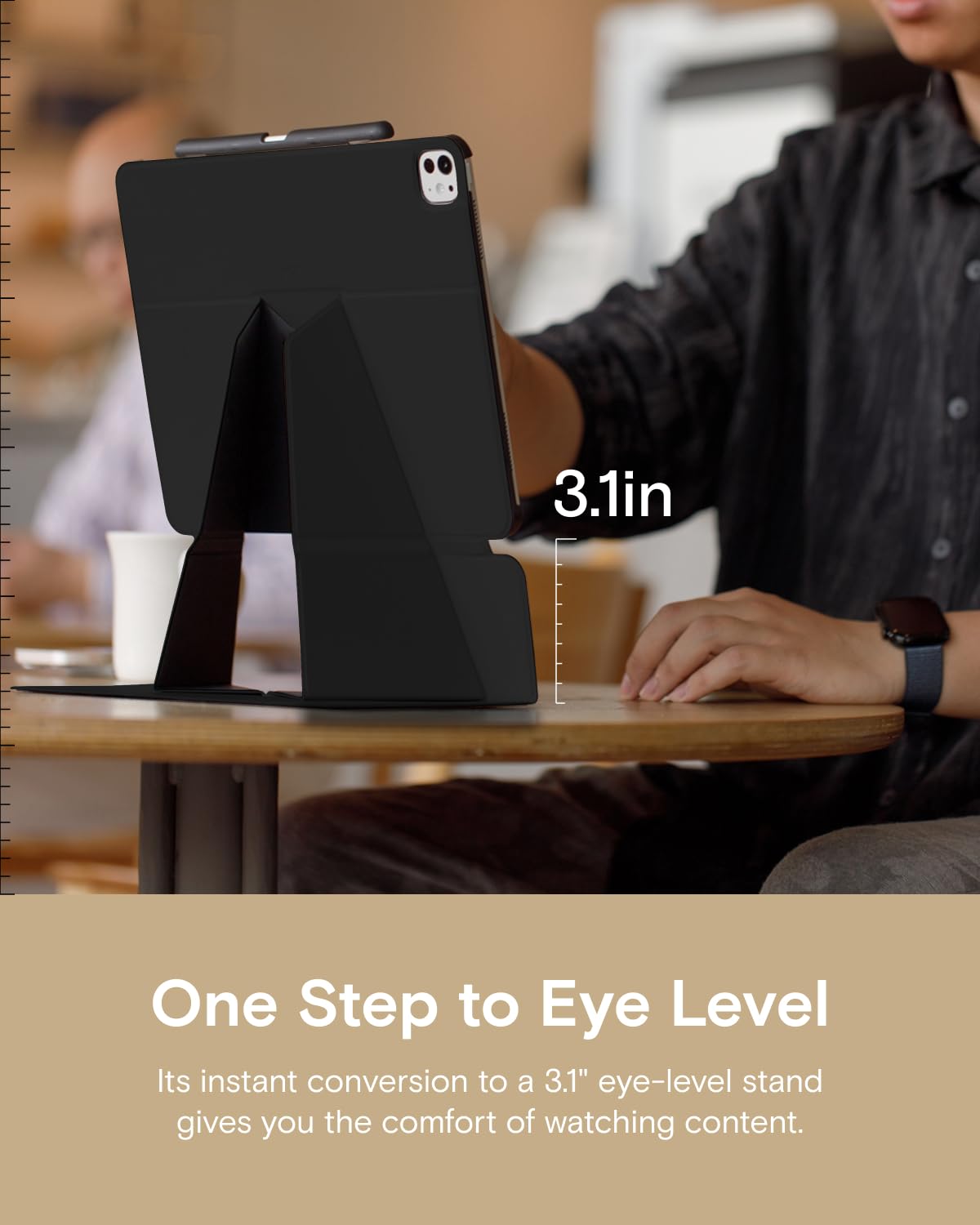 MUTURAL IPAD AIR 13 INCH (M2) QING YA SERIES FOLIO CASE WITH HIDDEN STYLUS SLOT BLACK - Image 4