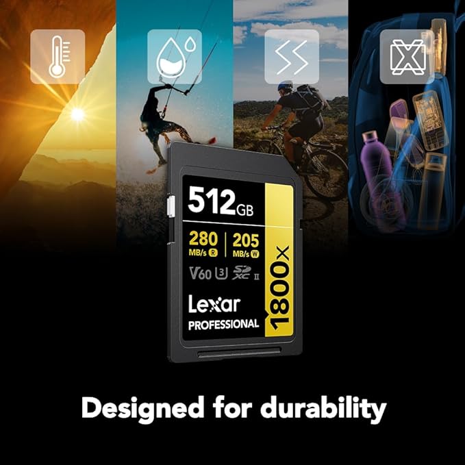 LEXAR PROFESSIONAL 1800X SDXC™ UHS-II CARDS UP TO 280MB/S READ 205MB/S WRITE U3 V60 4K - 512GB LSD1800512G-BNNNG - Image 6