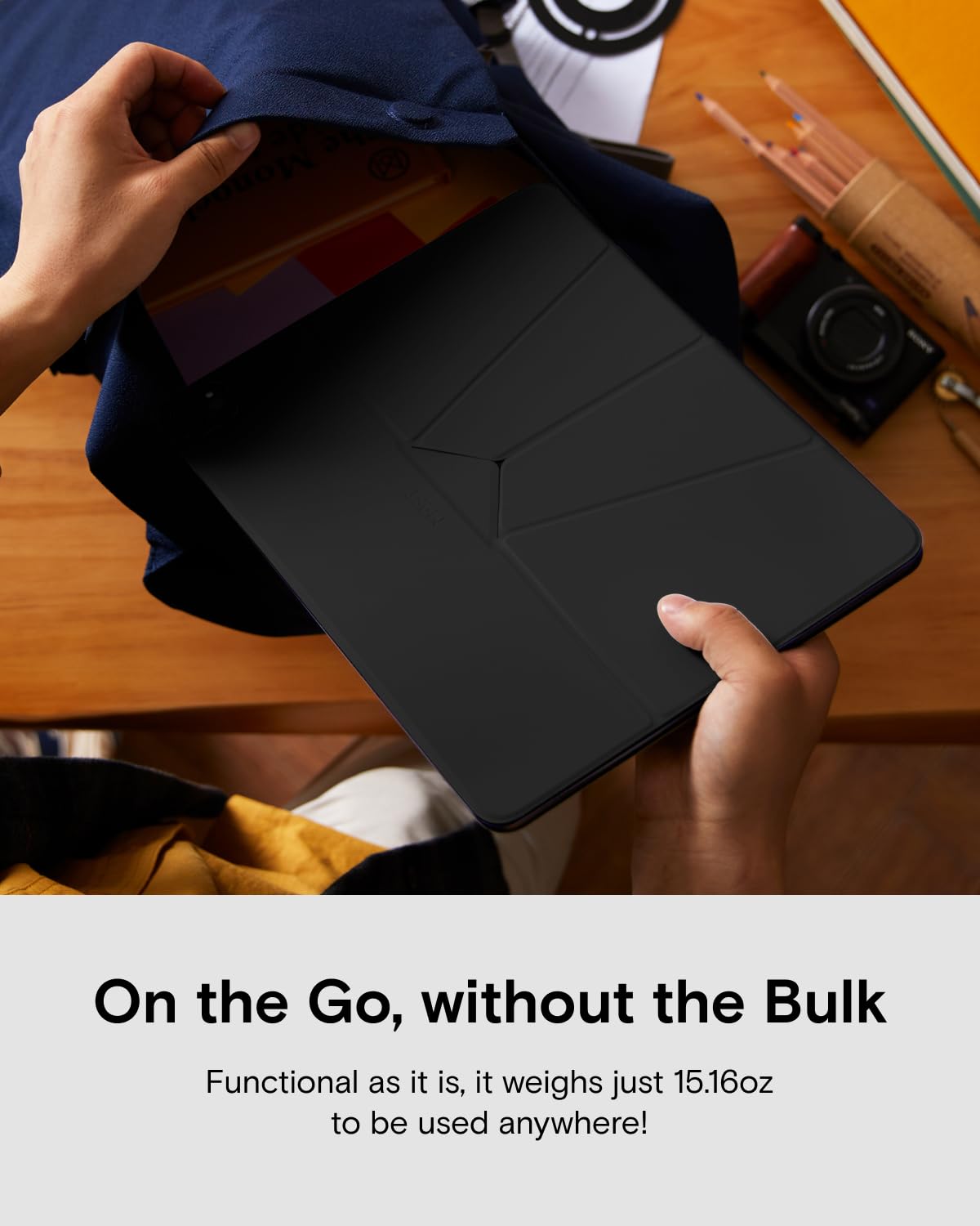 MUTURAL IPAD AIR 13 INCH (M2) QING YA SERIES FOLIO CASE WITH HIDDEN STYLUS SLOT BLACK - Image 5