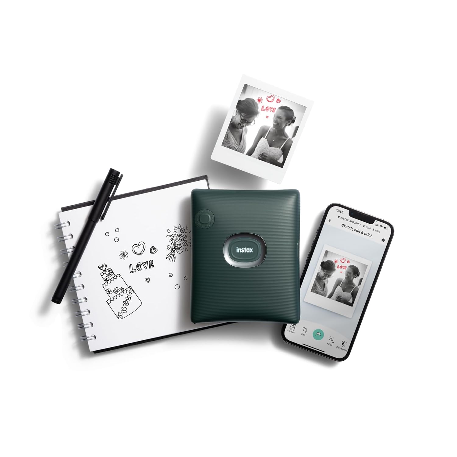 FUJIFILM INSTAX SQUARE LINK SMARTPHONE PRINTER MIDNIGHT GREEN - Image 3