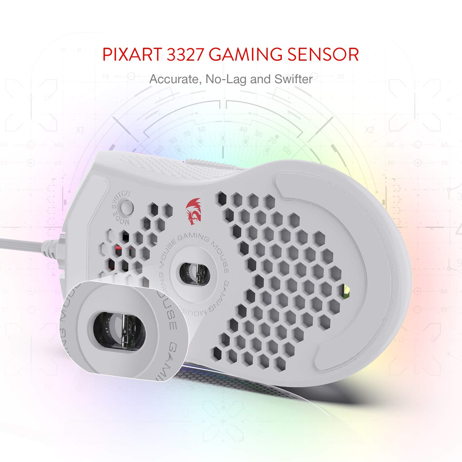 REDRAGON STORM HONEYCOMB WIRED GAMING MOUSE M808-RGB - Image 5
