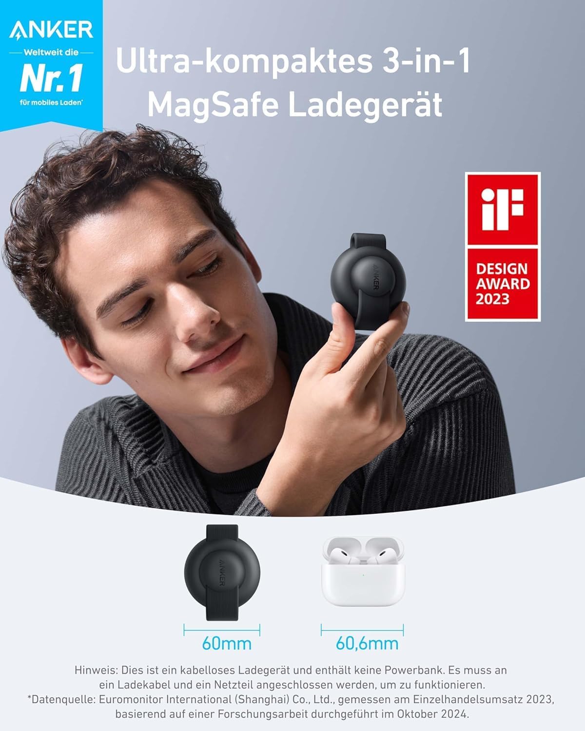 ANKER MAGGO WIRELESS CHARGING STATION 3 IN 1 FOLDABLE PAD WITH ADAPTER AND CABLE GREEN B25M8H61 - Image 2