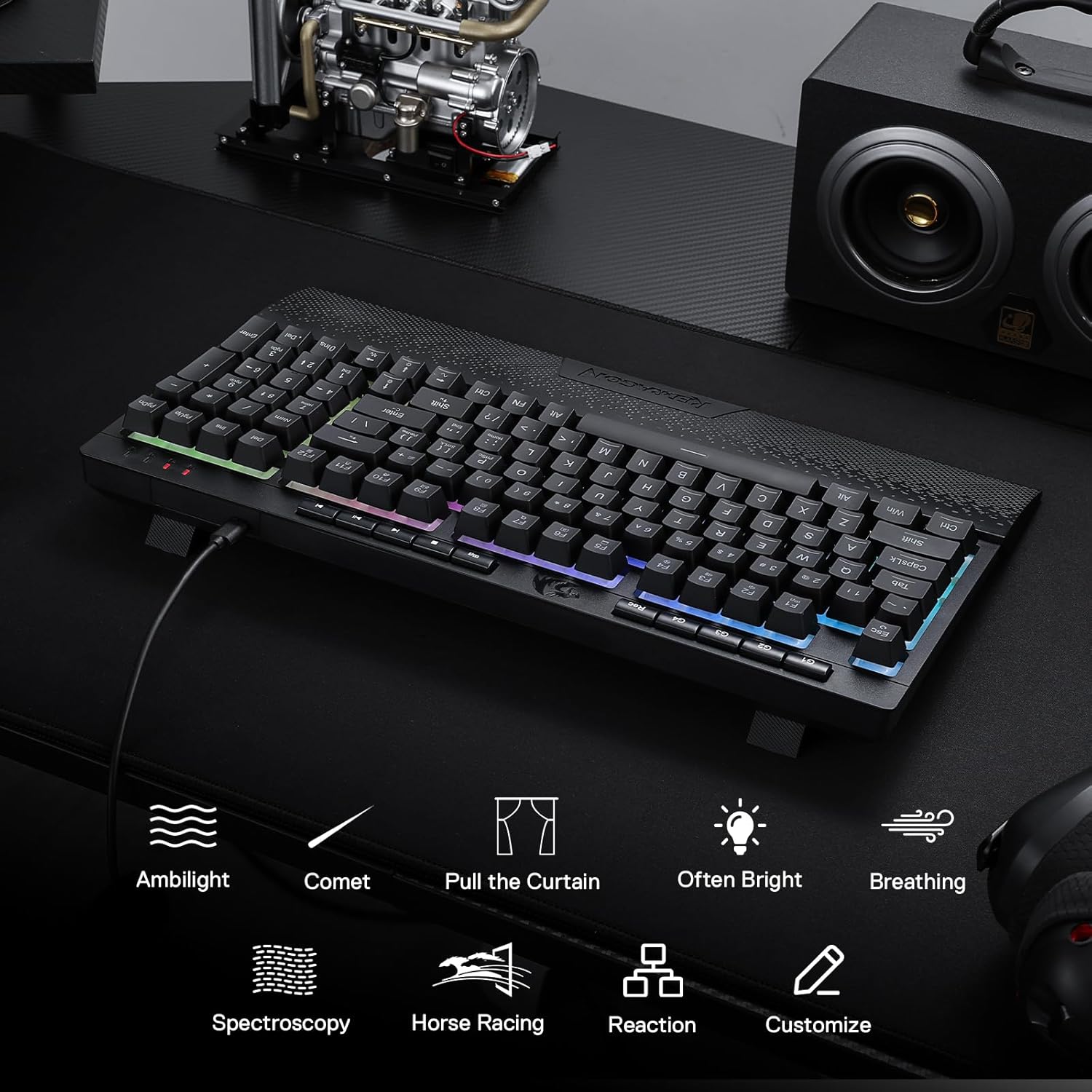 REDRAGON SHIVA 98 KEYS RGB WIRED GAMING KEYBOARD BLACK K515-RGB - Image 7