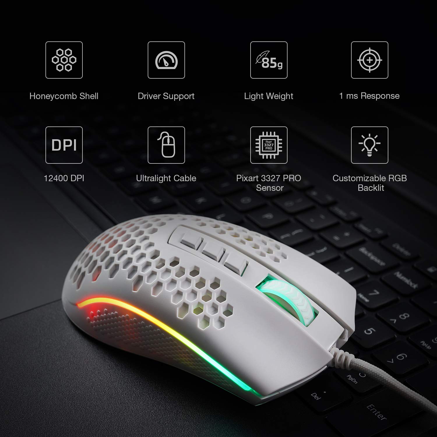REDRAGON STORM HONEYCOMB WIRED GAMING MOUSE M808-RGB - Image 3