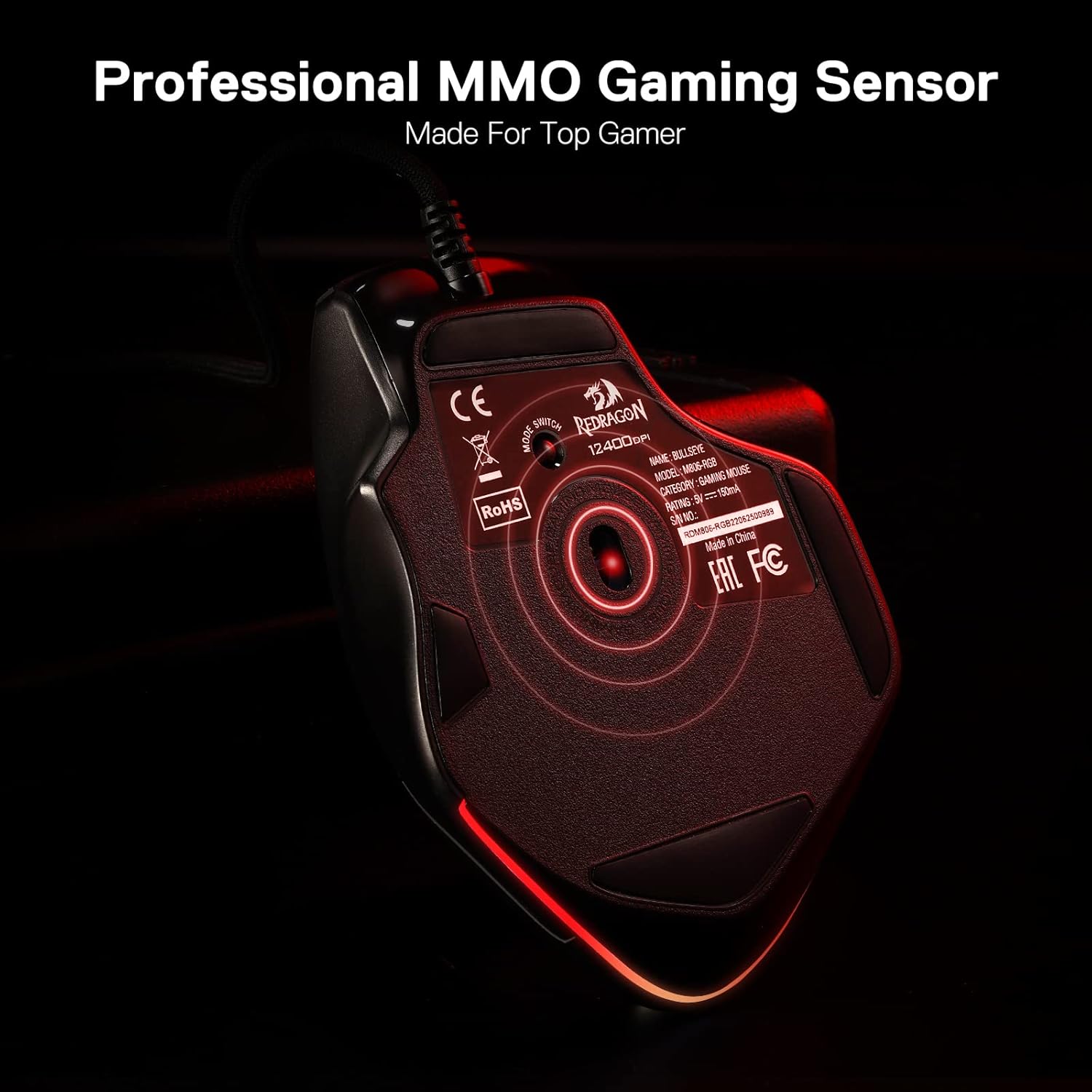 REDRAGON BULLSEYE PRO WIRELESS GAMING MOUSE BLACK M806RGB-PRO - Image 6
