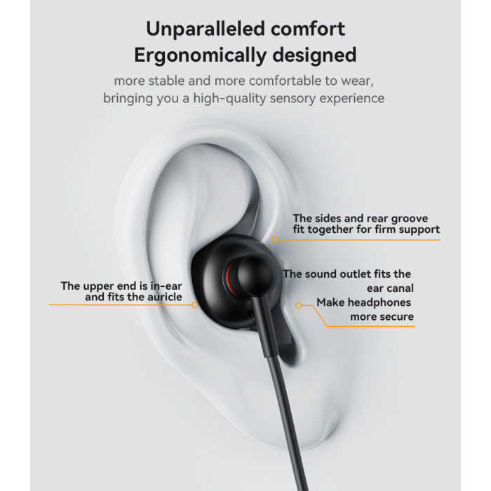 YESIDO ALUMINIUM ALLOY LIGHTNING WIRED EARPHONE BLACK YH48 - Image 4