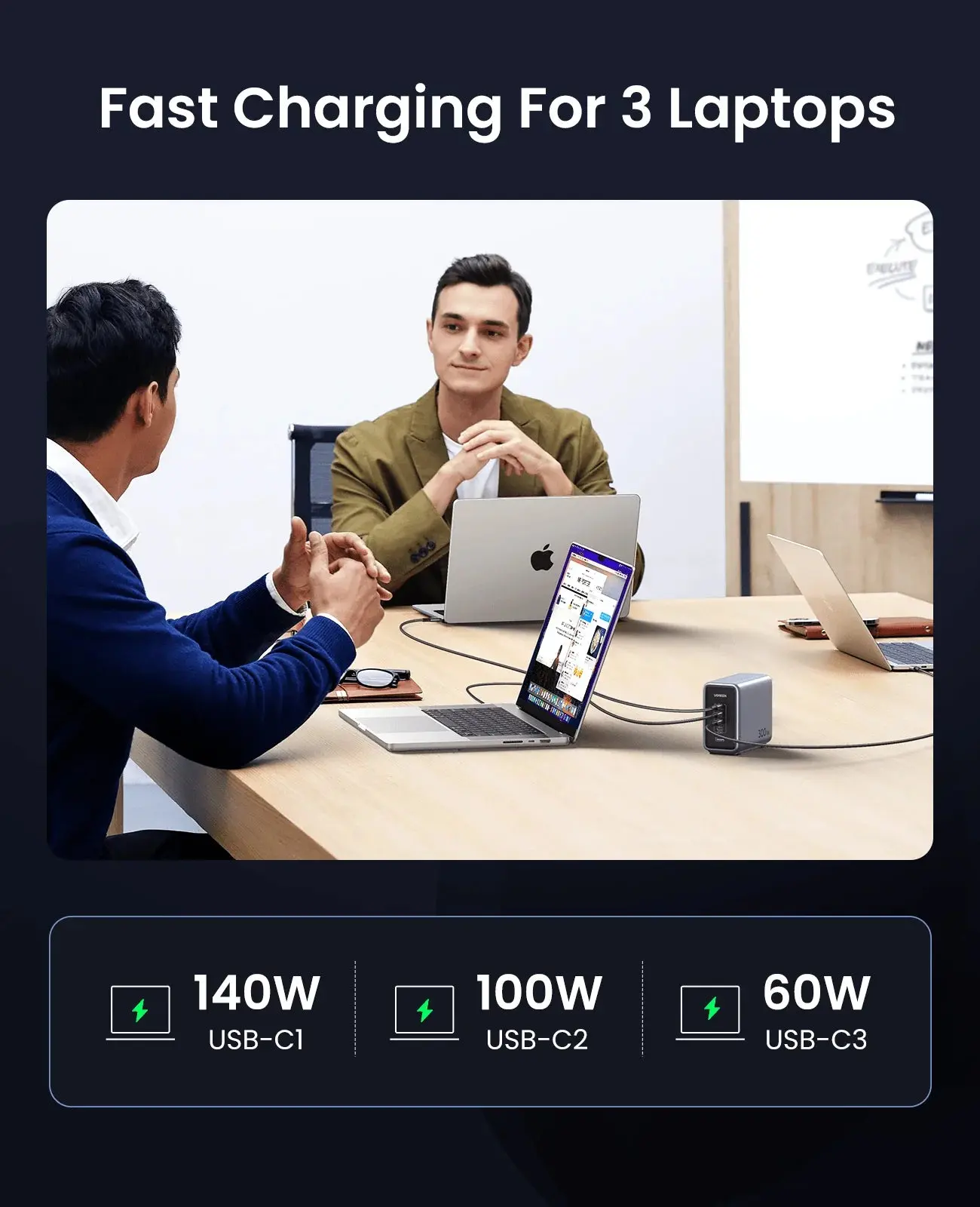 UGREEN NEXODE 300W 5 PORT GAN DESTOP FAST CHARGER UK BLACK CD333 - Image 5