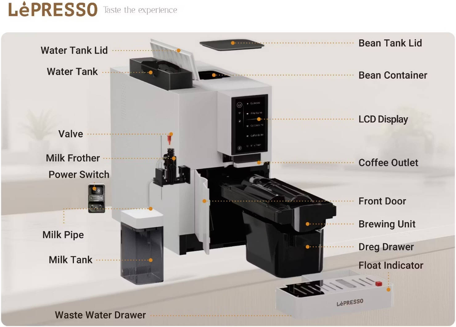 LEPRESSO BREVISSIMO AUTOMATIC COFFEE MACHINE BLACK LPCFFBAC0046BK - Image 4