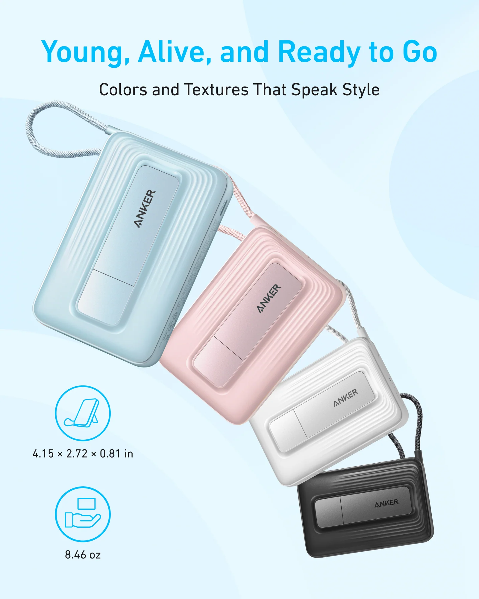 ANKER ZOLO 10K MAGNETIC BUILT IN USB C CABLE POWERBANK WHITE A1685H21 - Image 6