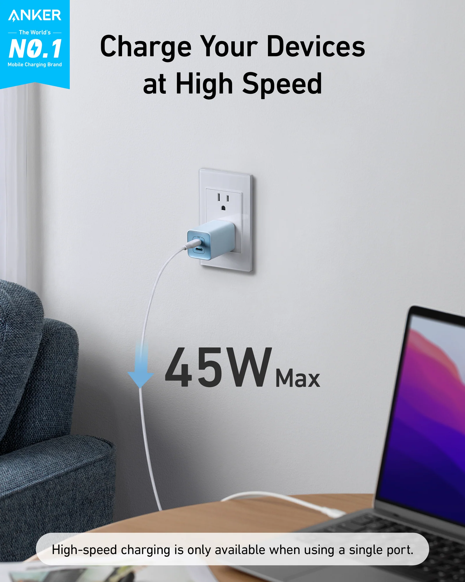 ANKER 523 CHARGER NANO 3 47W BLACK A2039K11 - Image 2