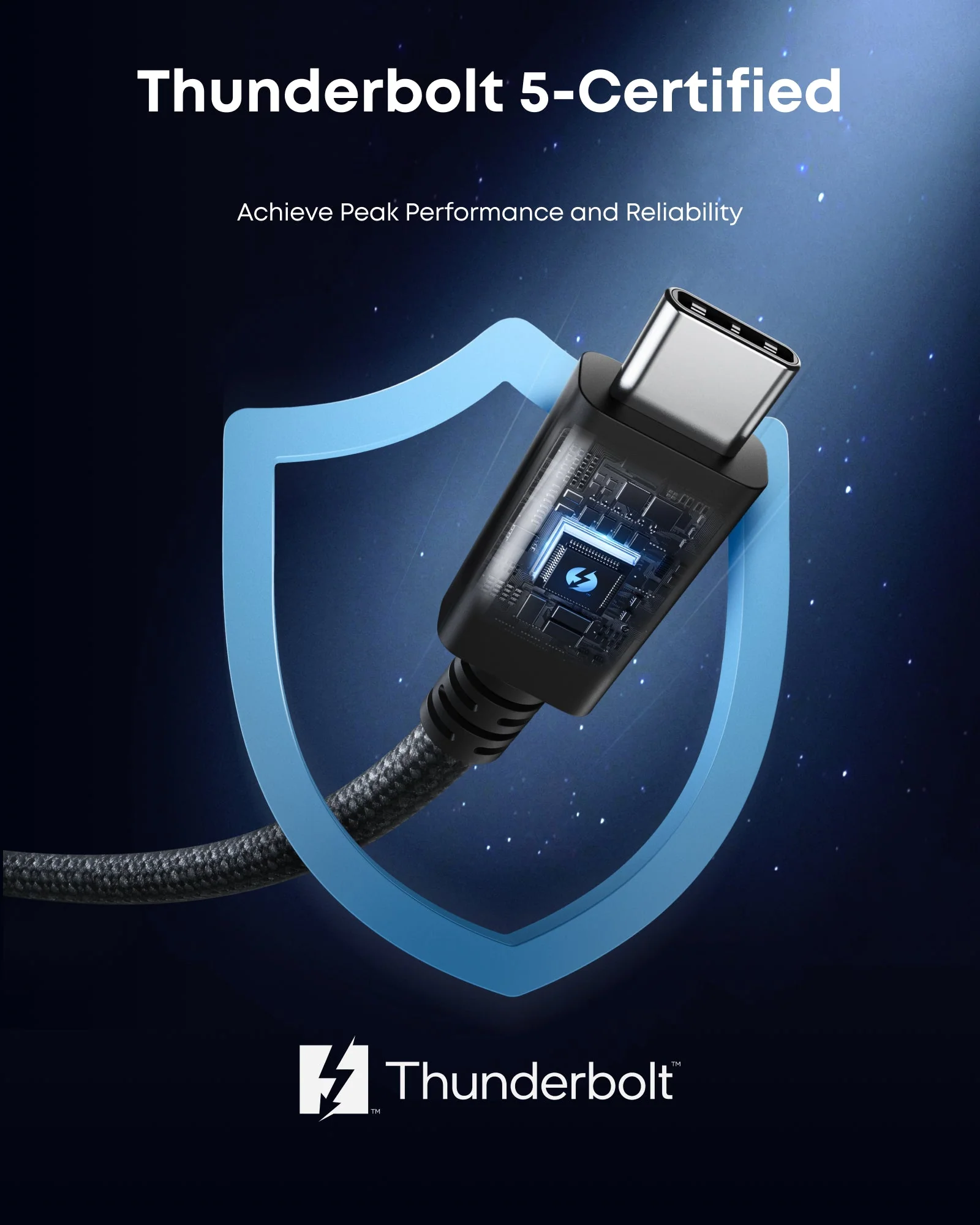 ANKER PRIME THUNDERBOLT 5 CABLE 1.7FT 80GBPS 240W BLACK A84N1011 - Image 4