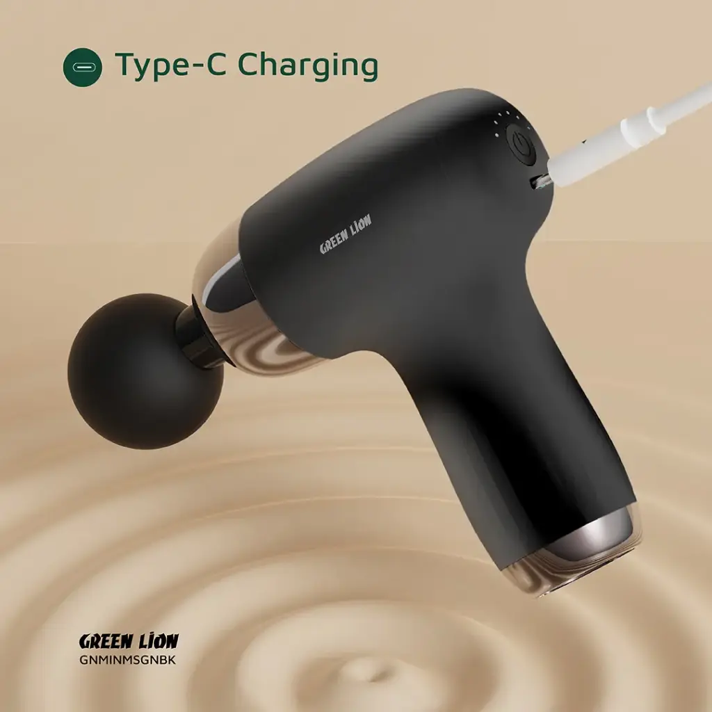 GREEN LION MINI MASSAGE GUN 6 SPEED LEVELS BLACK GNMINMSGNBK - Image 7