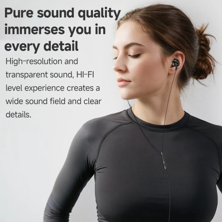 YESIDO ALUMINIUM ALLOY 3.5MM JACK WIRED EARPHONE BLACK YH47 - Image 4