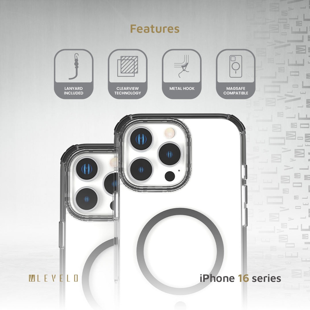 LEVELO CELESTE MAGSAFE CASE WITH CROSSBODY STRAP IPHONE 16 PRO BLACK LVLCMCCS16PBK - Image 4
