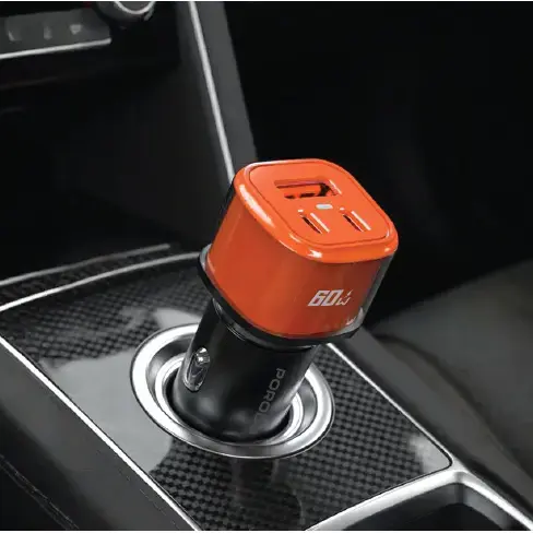 PORODO 60W AVERIN MULTI PORT CAR CHARGER ORANGE PDCCR60WOG - Image 3